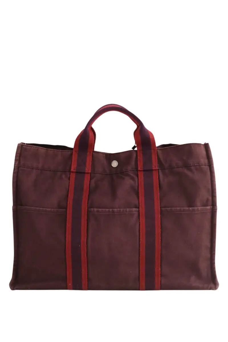 Cabas Hermès Canvas Bordeaux en Tissu - Seconde Main