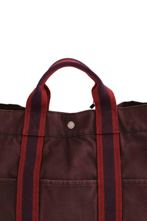 Cabas Hermès Canvas Bordeaux en Tissu