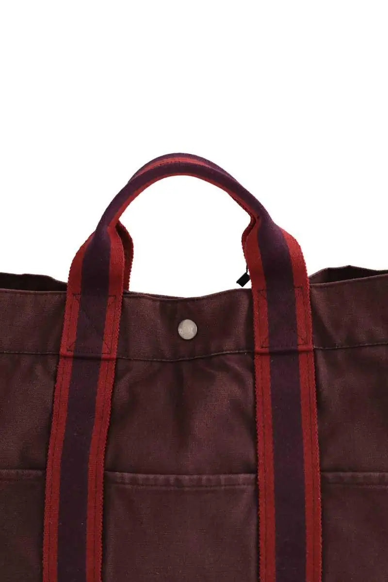 Cabas Hermès Canvas Bordeaux en Tissu