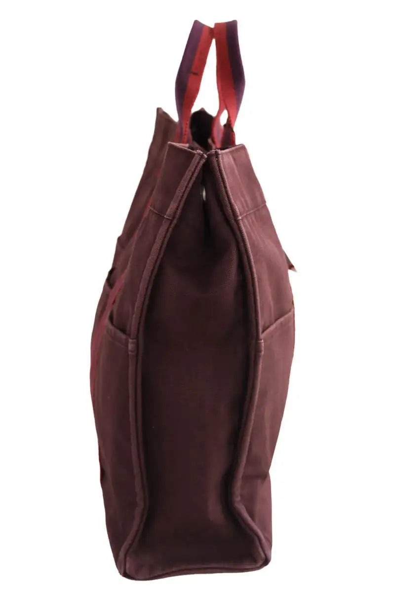 Cabas Hermès Canvas Bordeaux en Tissu