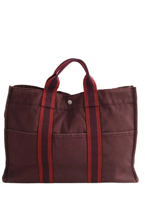 Cabas Hermès Canvas Bordeaux en Tissu