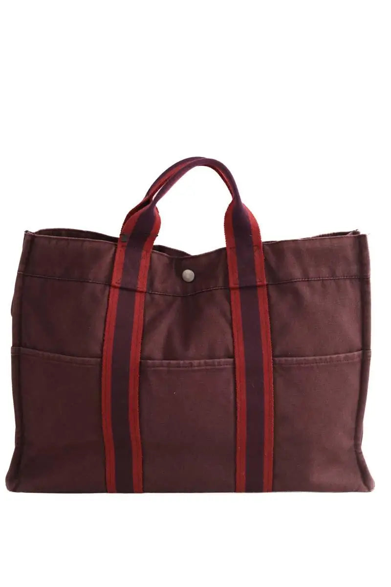 Cabas Hermès Canvas Bordeaux en Tissu