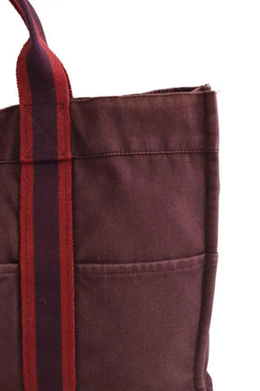 Cabas Hermès Canvas Bordeaux en Tissu