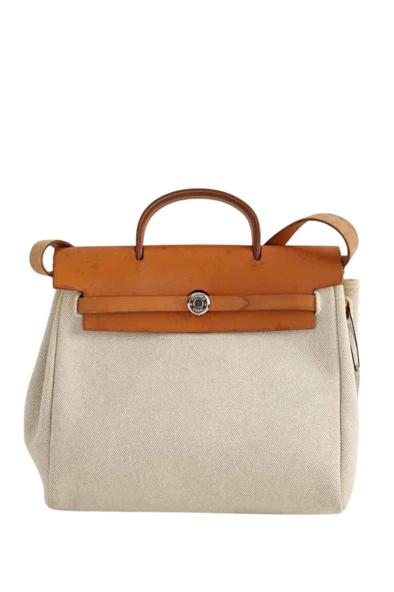 Cabas Hermès Herbag Beige en Tissu - Seconde Main