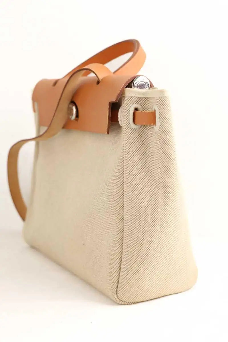 Cabas Hermès Herbag Beige en Tissu