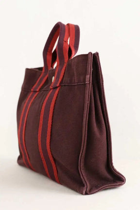 Cabas Hermès Herline Bordeaux en Coton