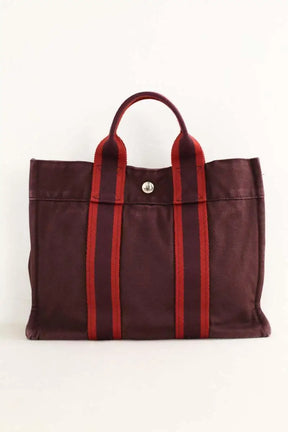 Cabas Hermès Herline Bordeaux en Coton