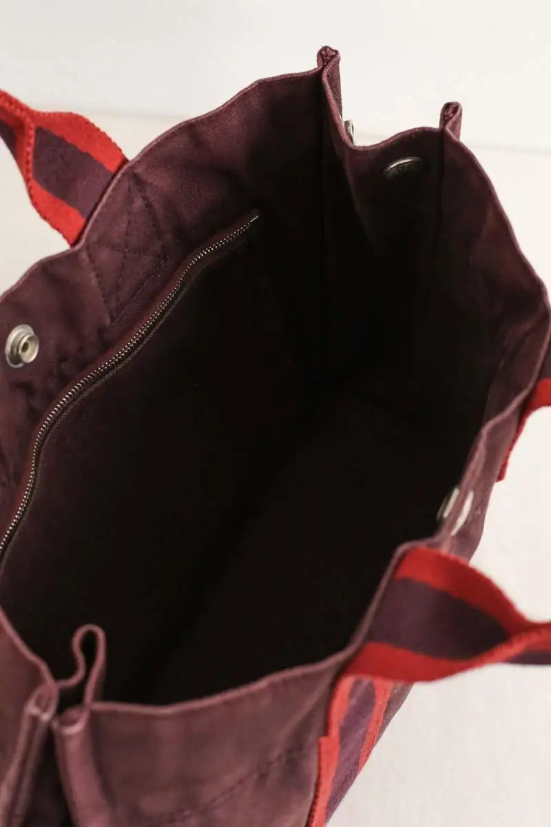 Cabas Hermès Herline Bordeaux en Coton