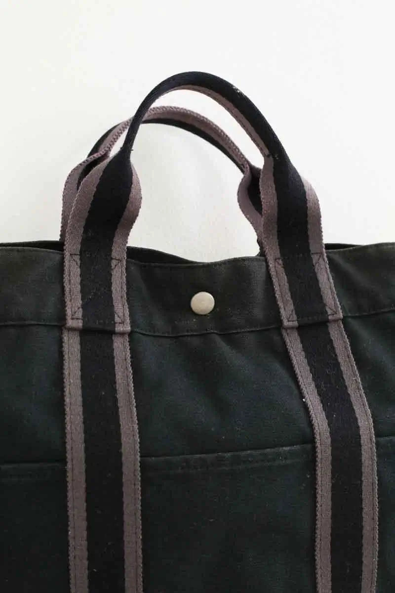 Cabas Hermès Herline Noir en Coton