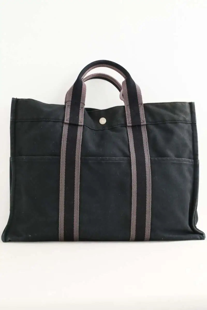 Cabas Hermès Herline Noir en Coton