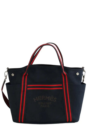 Cabas Hermès Marine en Coton - Seconde Main