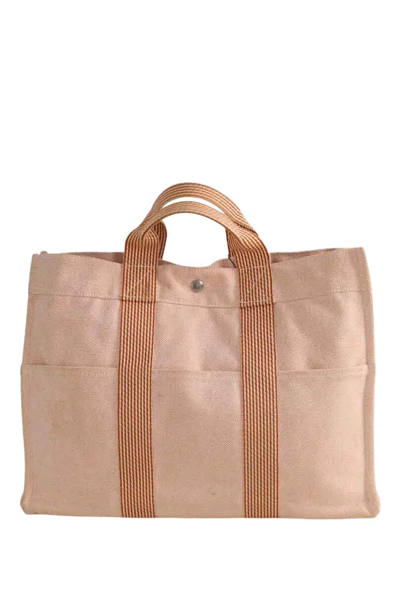 Cabas Hermès Rose en Tissu - Seconde Main