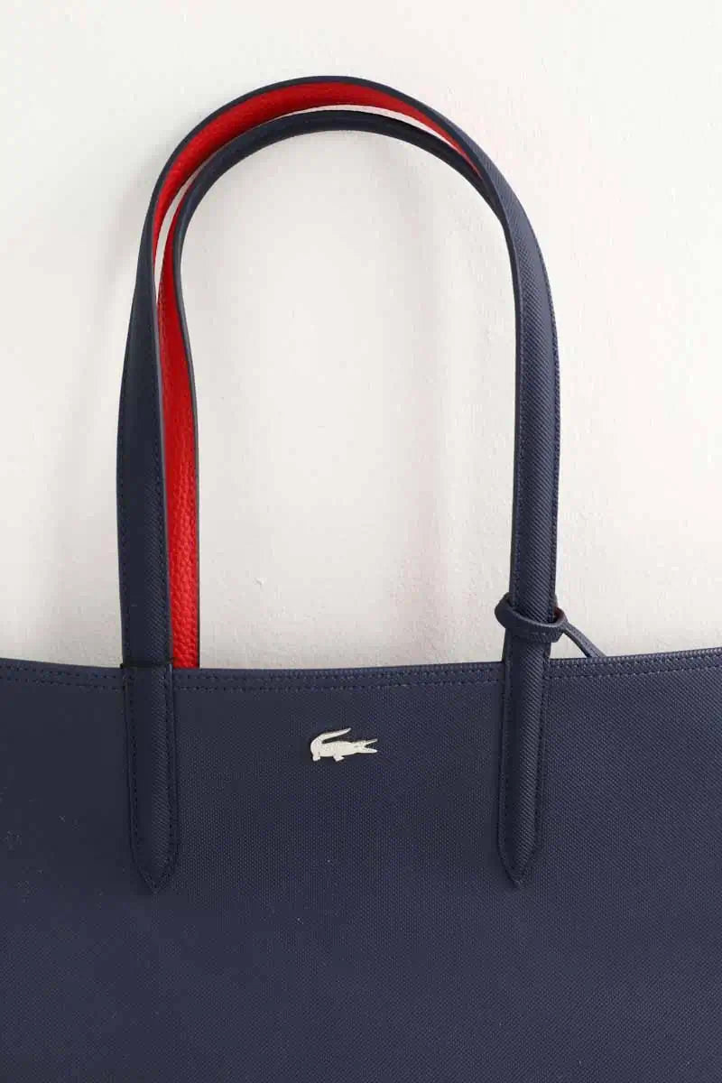 Cabas Lacoste Peacoat salsa Bleu en Cuir