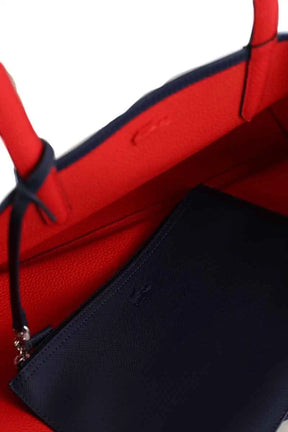 Cabas Lacoste Peacoat salsa Bleu en Cuir