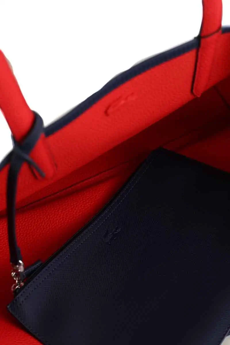 Cabas Lacoste Peacoat salsa Bleu en Cuir