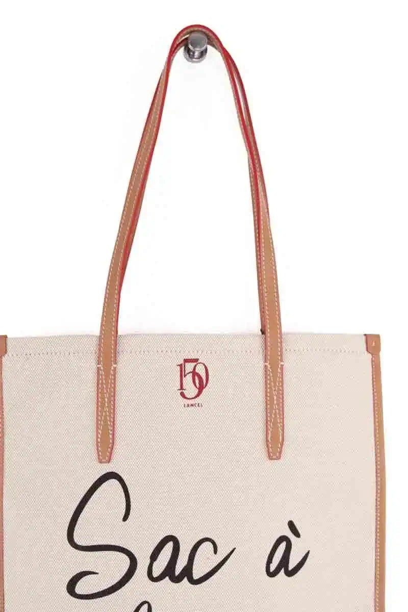Cabas Lancel Ecru en Tissu