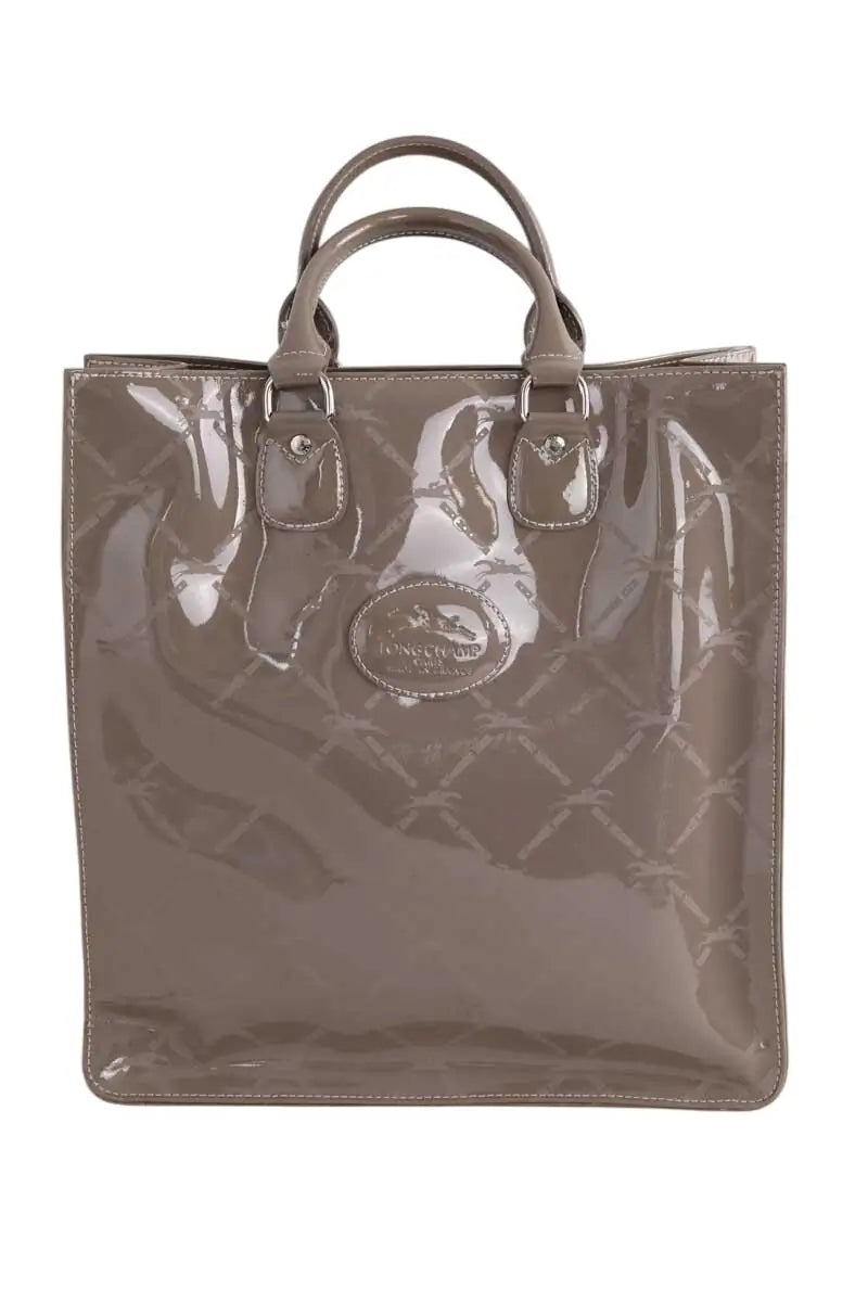 Cabas Longchamp Gris en Cuir verni - Seconde Main