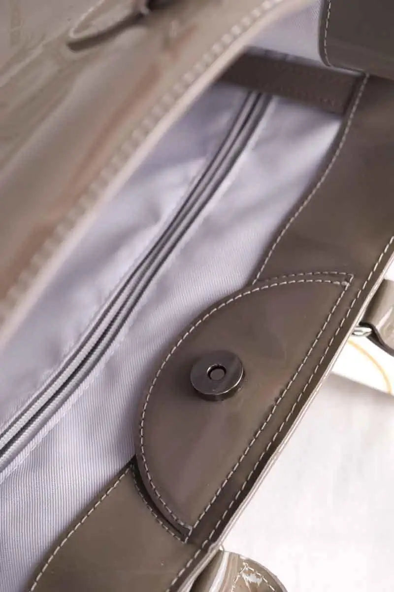 Cabas Longchamp Gris en Cuir verni