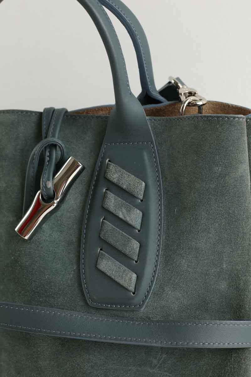 Cabas Longchamp Roseau Vert en Daim