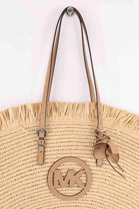 Cabas Michael Kors Isa trapéze Beige en Osier