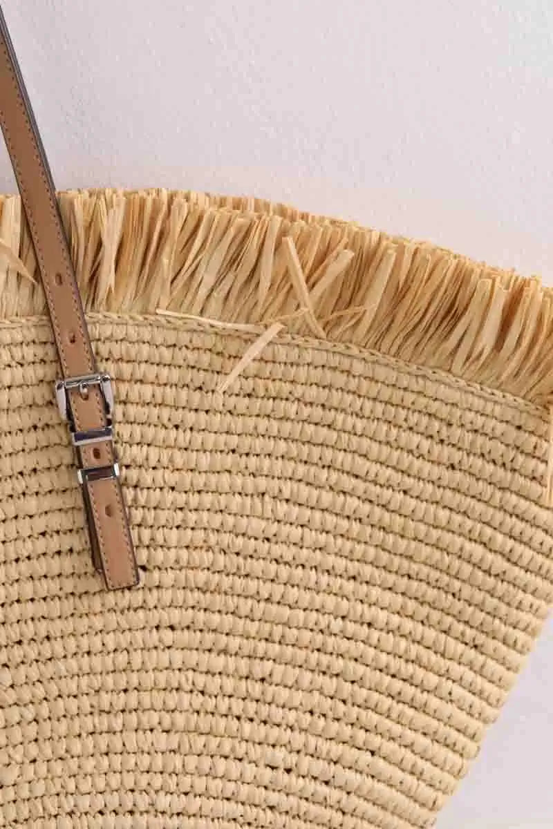 Cabas Michael Kors Isa trapéze Beige en Osier
