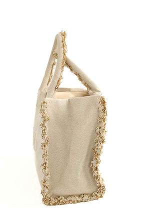 Cabas Pinko Beach moyen en franges Beige en Tissu