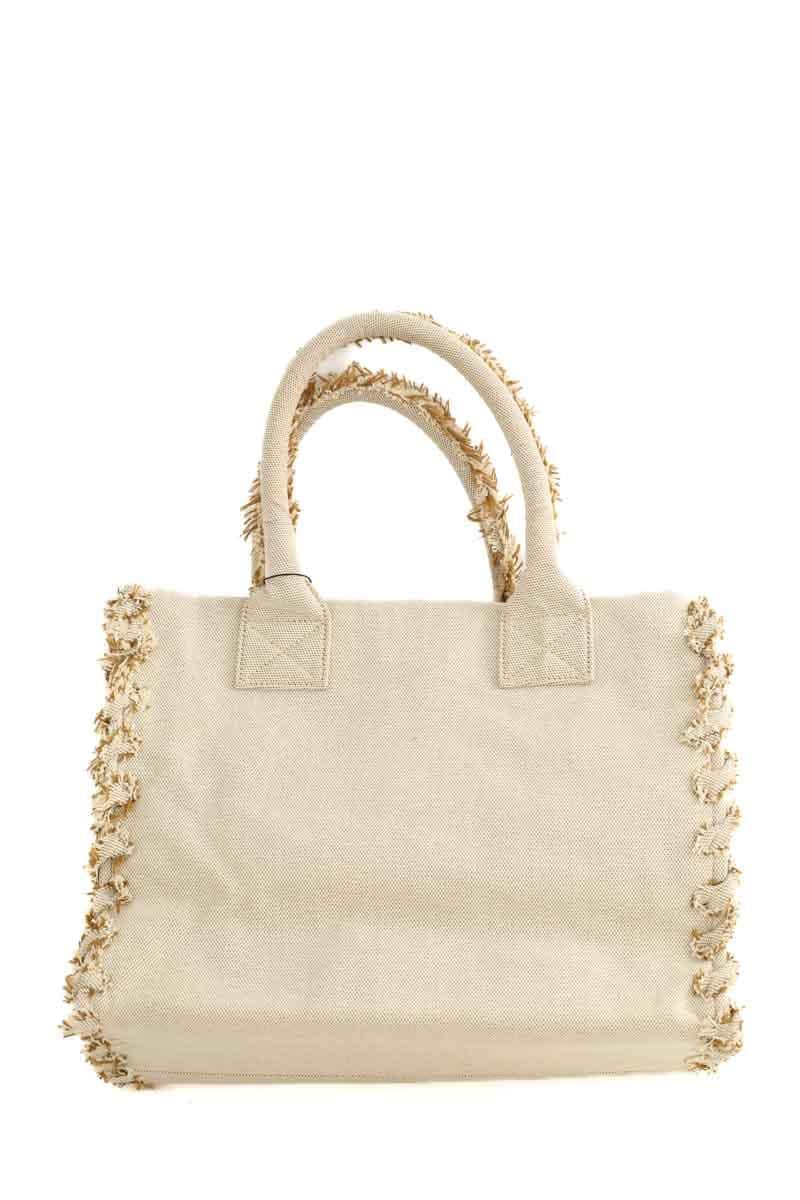 Cabas Pinko Beach moyen en franges Beige en Tissu