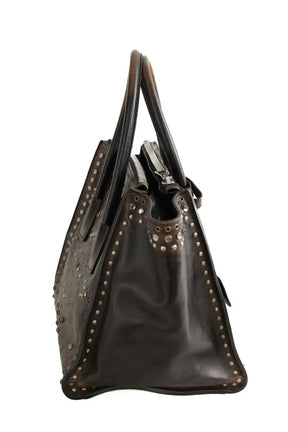 Cabas Prada Galleria, studded twin pocket  Marron en Cuir