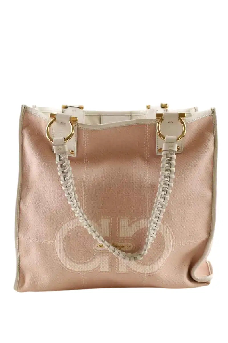 Cabas Salvatore Ferragamo Rose en Coton - Seconde Main