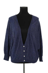 Cardigan American Vintage Bleu en Lin, taille S - Seconde Main