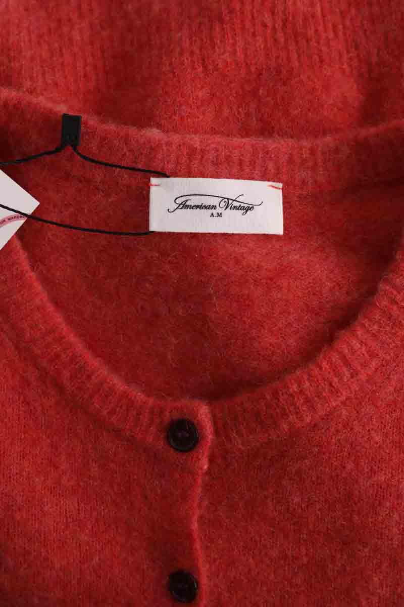 Cardigan American Vintage Rouge en Laine