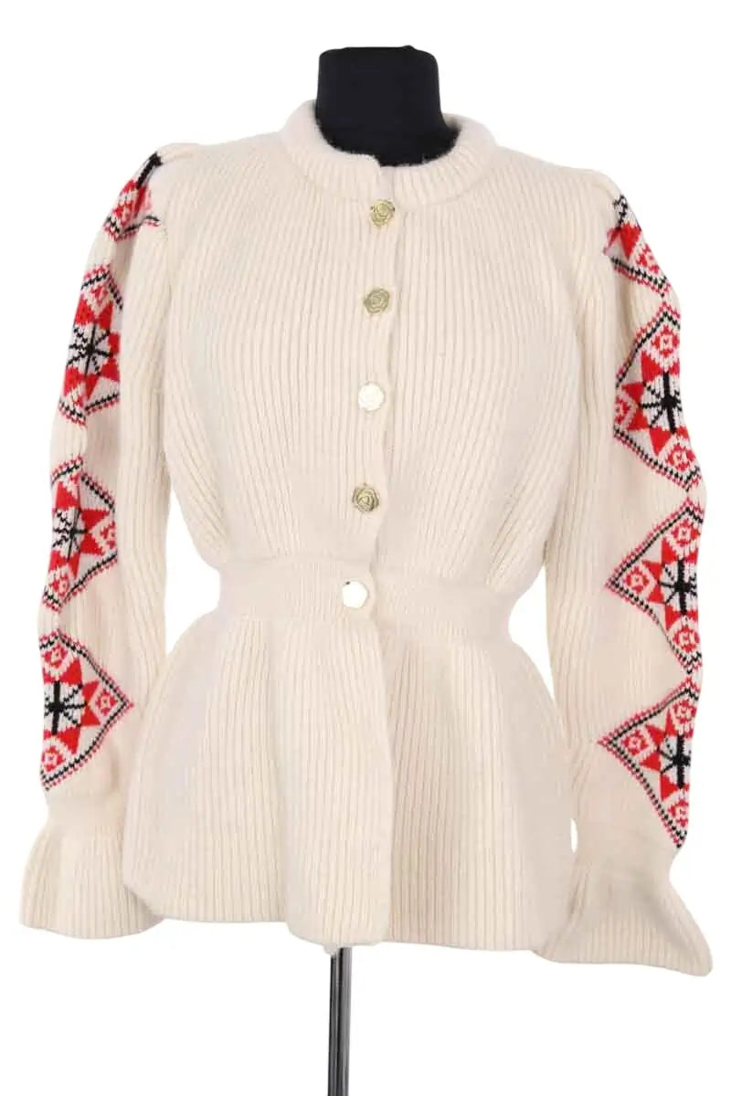 Cardigan Ami Amalia Romanian blouse Blanc en Laine, taille M - Seconde Main