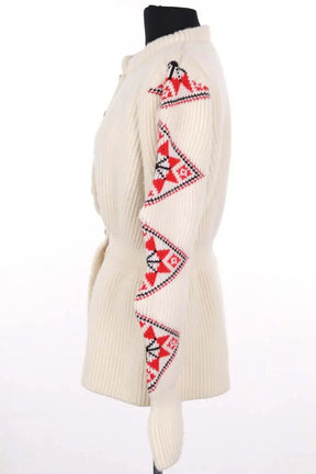 Cardigan Ami Amalia Romanian blouse Blanc en Laine