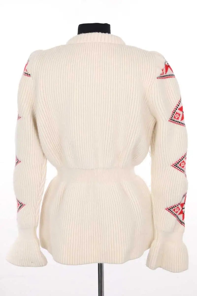 Cardigan Ami Amalia Romanian blouse Blanc en Laine