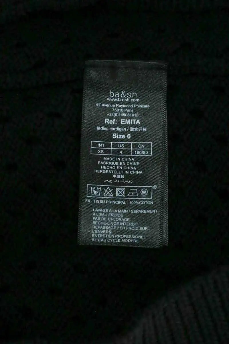Cardigan Ba&Sh Emita Noir en Coton
