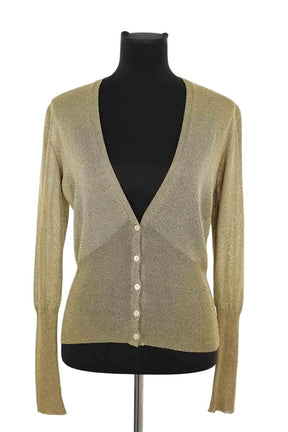 Cardigan Burberry Doré en Synthétique, taille L - Seconde Main