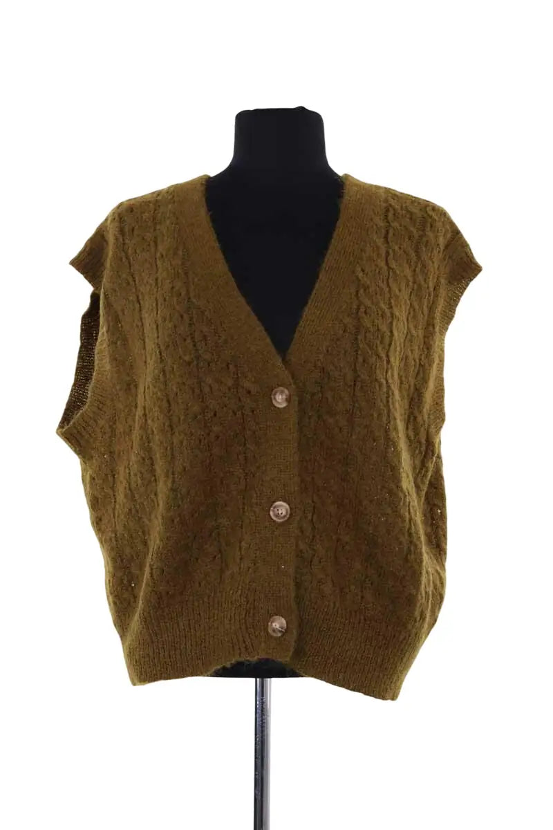 Cardigan Louise Misha Rania Kaki en Synthétique, taille S - Seconde Main