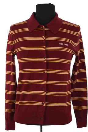 Cardigan Miu Miu Bordeaux en Laine, taille S - Seconde Main