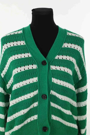 Cardigan Rails Vert en Coton