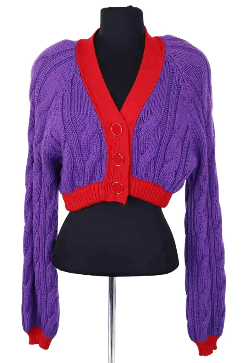 Cardigan Rowen Rose Violet en Laine, taille S - Seconde Main