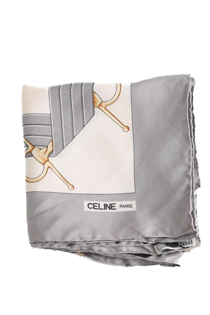 Carré Celine Gris en Soie - Seconde Main