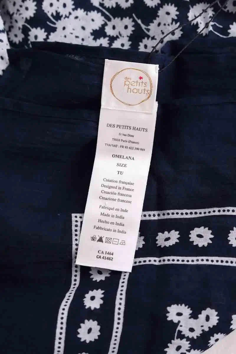 Carré Des Petits Hauts Omelana Bleu en Coton