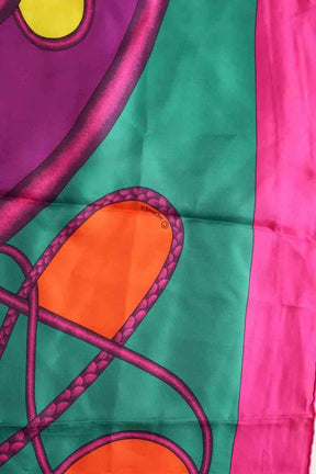 Carré Hermès Coup De Fouet Multicolore en Soie
