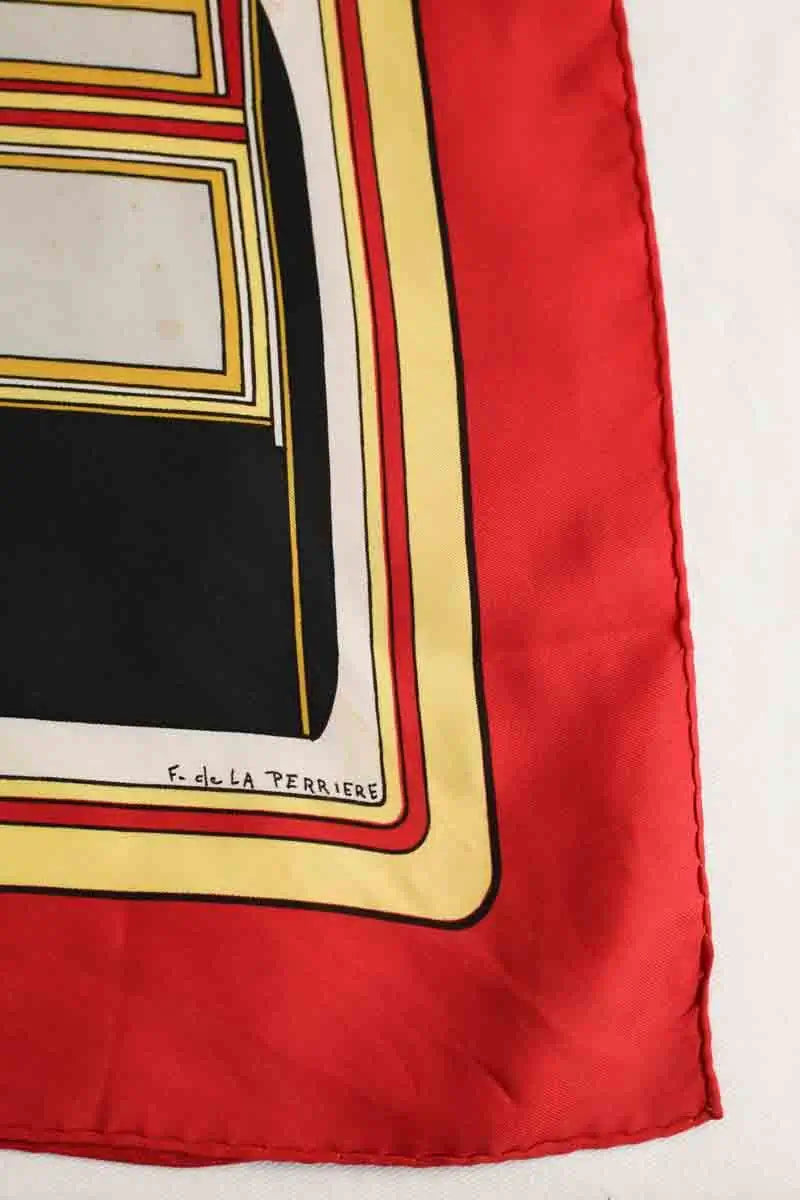 Carré Hermès Les Coupes de F.de la Perriere Rouge en Soie