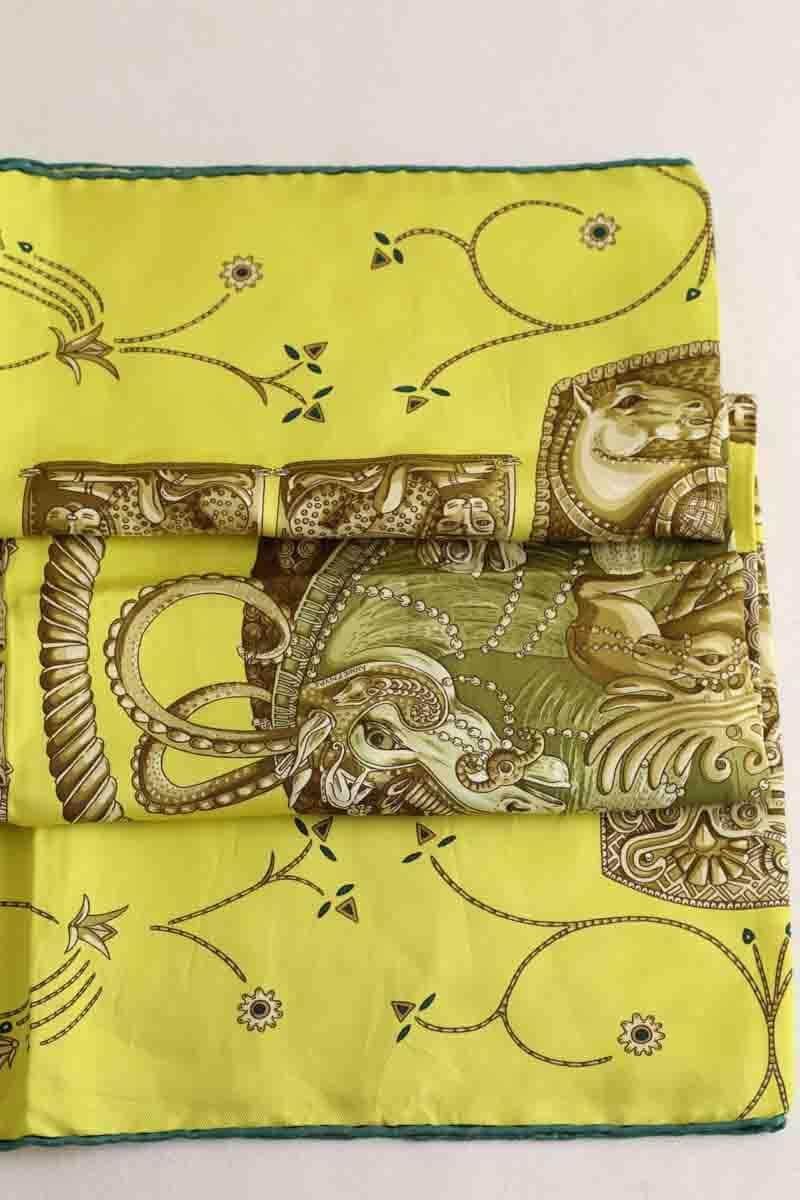 Carré Hermès Ors Nomades Vert en Soie