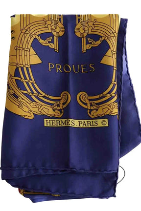 Carré Hermès PROUES Marine en Soie - Seconde Main