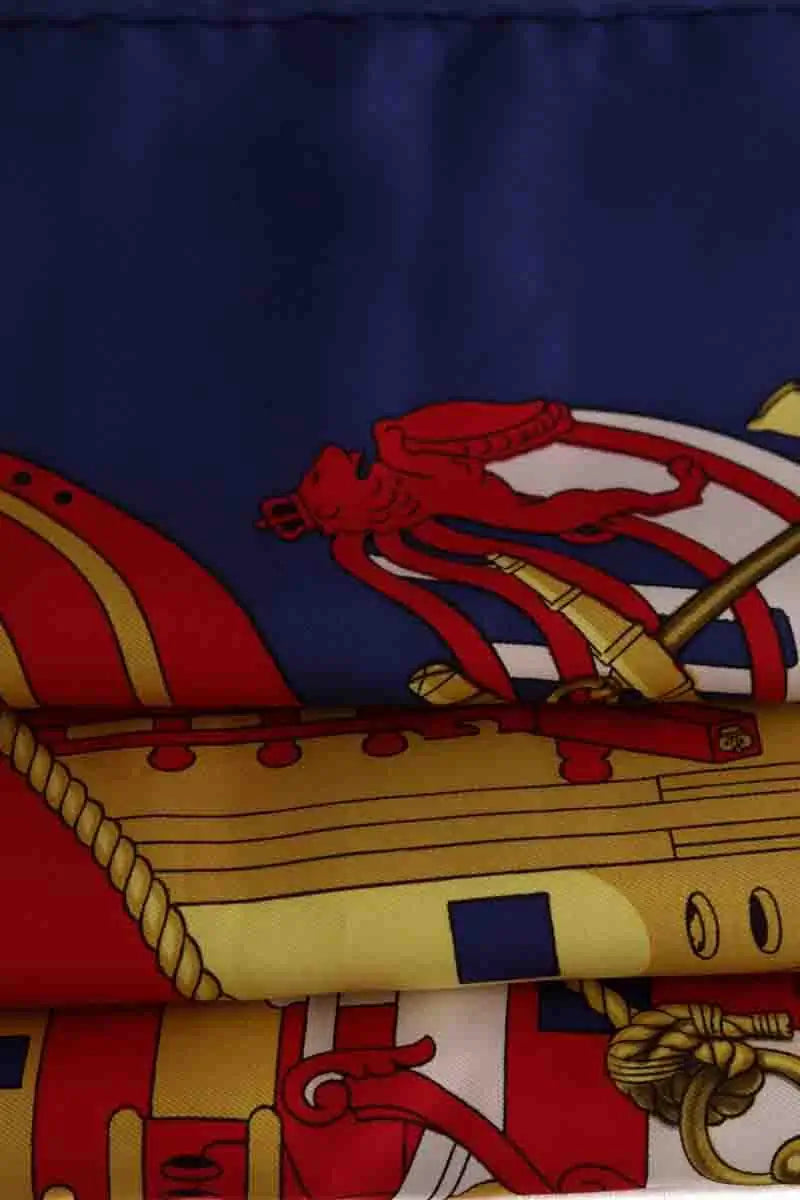 Carré Hermès PROUES Marine en Soie