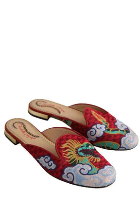 Mules Charlotte Olympia Rouge en Cuir