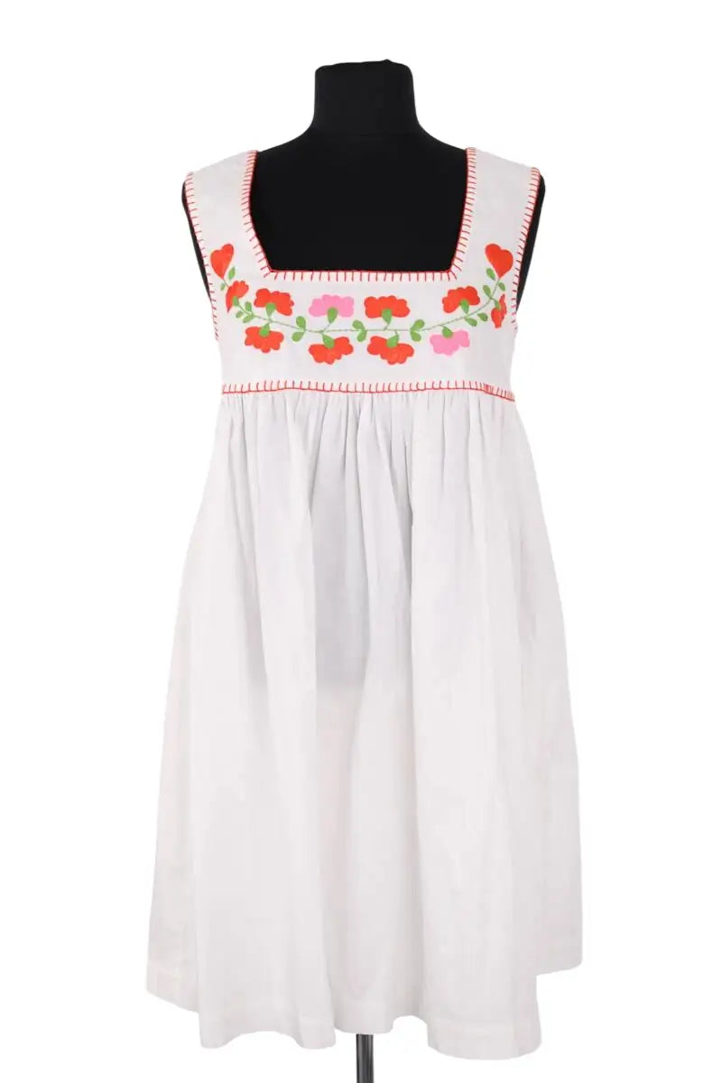 Robe brodé Manoush Blanc en Coton, taille S - Seconde Main