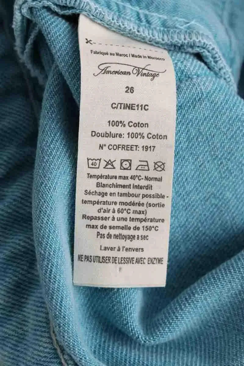 Jean droit American Vintage Bleu en Coton